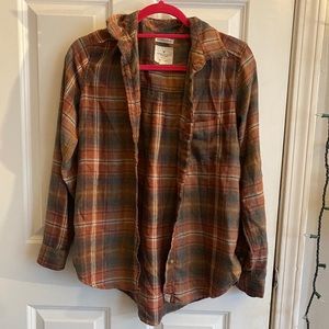 womens burgundy & brown American Eagle flannel